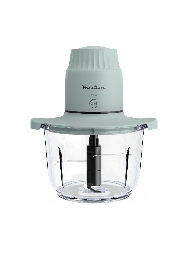 Moulinex Choppeo | Glass Bowl Chopper | Useful Capacity | Borosilicate Glass | 2 Speeds | Eucalyptus | 1 L 500 W DJ603127 Blue - Image 2