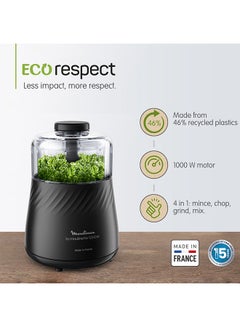 Moulinex La Moulinette Eco Design | Food Chopper | Eco Design | Made From 46% Recycled Plastics | 4-in-1 Action | 0.5 L 1000 W DP712827 Black  - Image 3