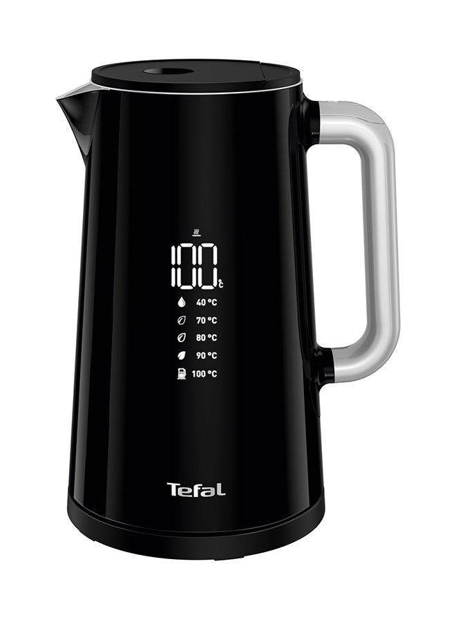 Tefal SMART N LIGHT Kettle | Digital Screen | 5-Temperature Selection | One-Touch Boiling | 30-Minute Keep-Warm | Stainless Steel Interior | 360° Cordless Base | Auto-Off | 1.5 L 3000 W KO853840 Black - Image 1