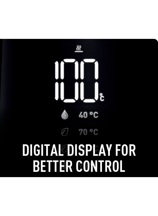 Tefal SMART N LIGHT Kettle | Digital Screen | 5-Temperature Selection | One-Touch Boiling | 30-Minute Keep-Warm | Stainless Steel Interior | 360° Cordless Base | Auto-Off | 1.5 L 3000 W KO853840 Black - Image 3