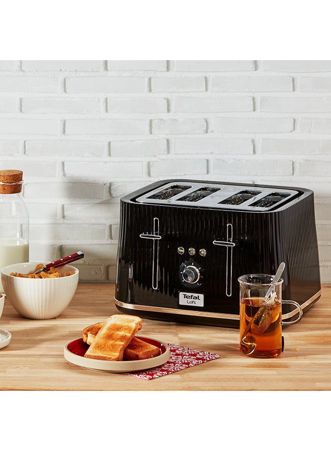 Tefal - Loft Toaster | Modern Design | Easy To Use | 7 browning levels | 4-slot toaster with extra-wide | 1700 W TT760840 Black / Silver - Image 1
