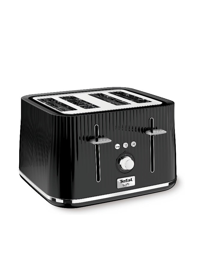 تيفال محمصة لوفت | تصميم عصري | سهلة الاستخدام | 7 مستويات تحمير | محمصة 4 فتحات عريضة جدًا | 1700 واط | أسود / كروم | ضمان سنتين | TT760840 1700 W TT760840 - Image 1