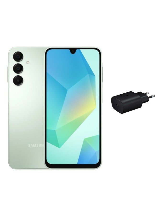 سامسونج Galaxy A16 Dual SIM Light Green 4GB RAM 128GB  4G with free 25W Adapter USB-C Super Fast Charging Travel Adapter (EU Plug)  - Image 1
