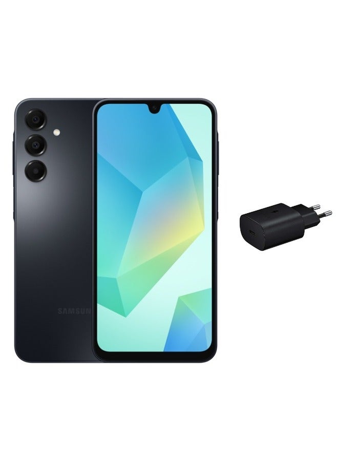 سامسونج - Galaxy A16 Dual SIM Black 6GB RAM 128GB  4G with free 25W Adapter USB-C Super Fast Charging Travel Adapter (EU Plug) - Image 1