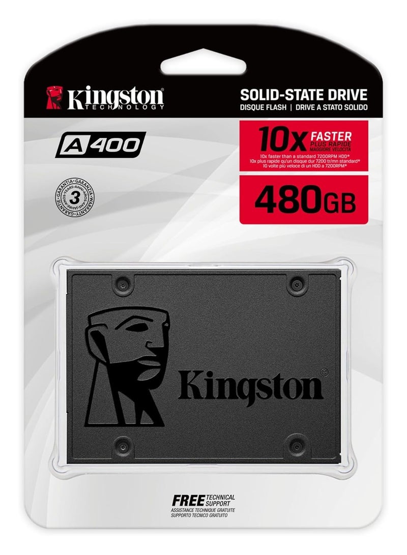 Kingston - A400 SATA SSD Solid State Drive 2.5 Inch Sata 3, SA400S37/480G, Black 480 GB - Image 1