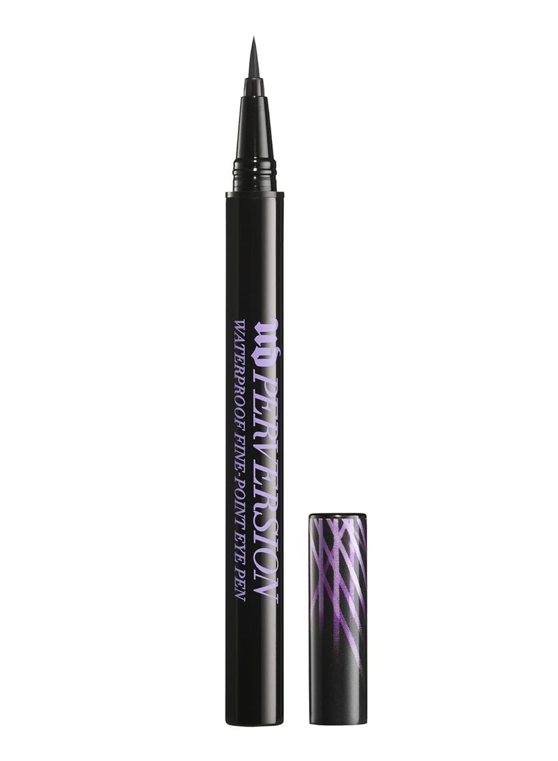 Urban Decay Perversion Waterproof Black Liquid Eyeliner, Smudge-Proof, Sweat-Proof, Transfer-Resistant, Fine-Point Eye Pen, Flexible Brush Tip, Semi-Matte, Vegan, Cruelty-free - 0.018 fl oz Black 