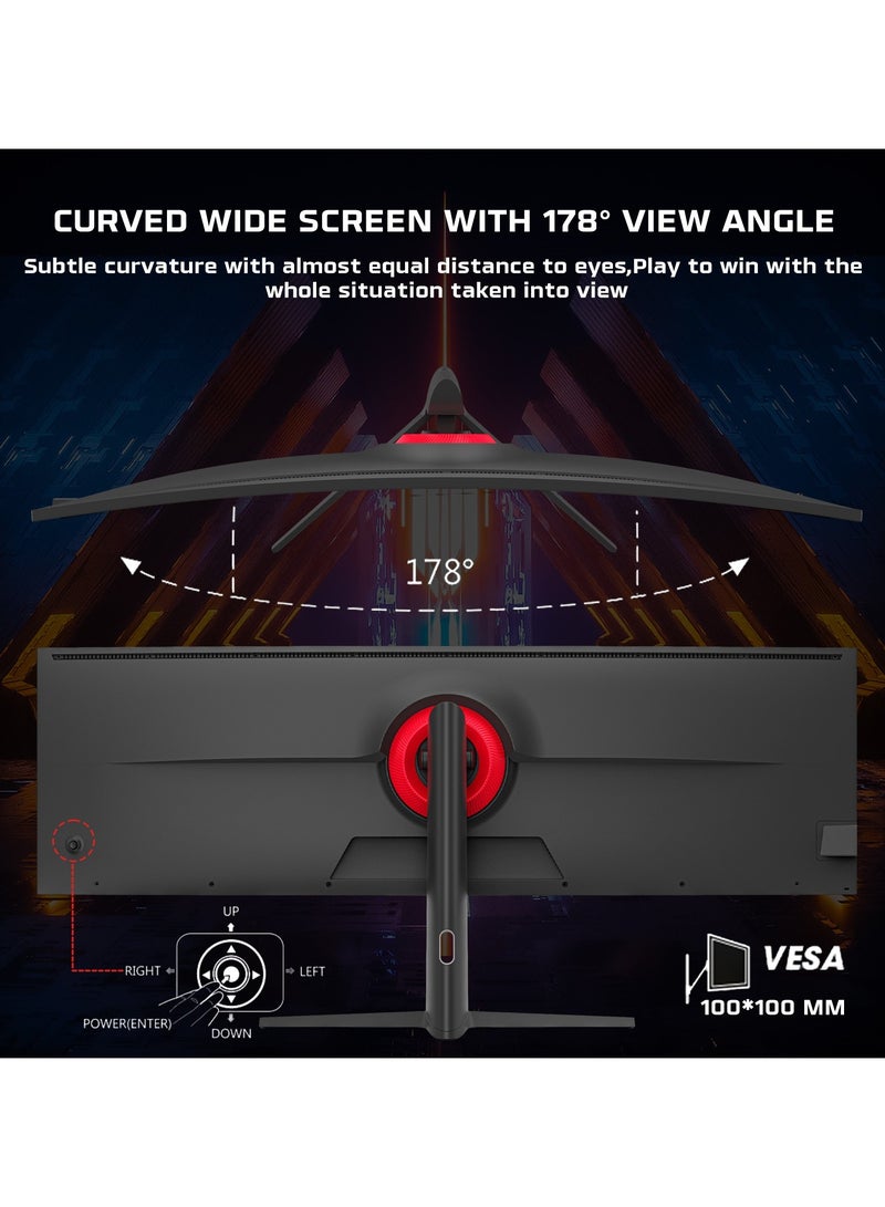 TWISTED MINDS - 49-Inch Ultra-Wide IPS Monitor, 5120x1440 Resolution, R3800 Curvature, 75Hz Refresh Rate, 1ms MPRT, HDR, FreeSync & G-Sync, HDMI/DP/USB-C, Built-In Speakers, 350cd/m² Brightness BLACK - Image 1