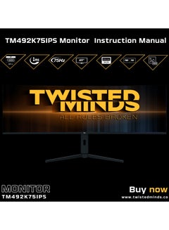 TWISTED MINDS 49-Inch Ultra-Wide IPS Monitor, 5120x1440 Resolution, R3800 Curvature, 75Hz Refresh Rate, 1ms MPRT, HDR, FreeSync & G-Sync, HDMI/DP/USB-C, Built-In Speakers, 350cd/m² Brightness BLACK  - Image 2