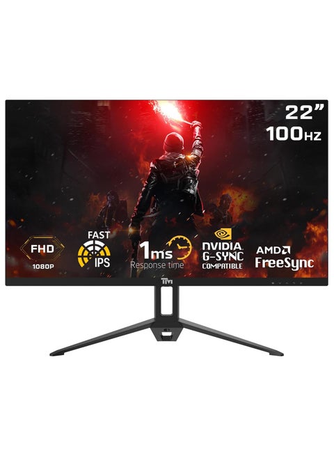 22 Inch Display Fast IPS Gaming Monitor - 1920 x 1080 FHD Resolution, 100 Hz Refresh Rate, 16:9 Aspect Ratio, 1 ms Response Time TM22FHD100IPS Black