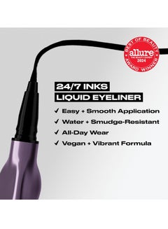 Urban Decay 24/7 Inks Liquid Eyeliner Pen, Water-Resistant, Smudge-Resistant, Vibrant Colored Liner, Ergonomic Precision Grip, Felt Tip or Brush Tip Zero - Matte Black  - Image 2