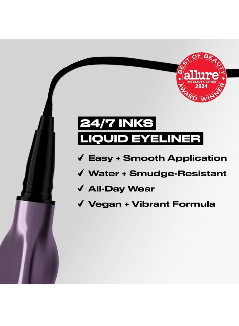 Urban Decay 24/7 Inks Liquid Eyeliner Pen, Water-Resistant, Smudge-Resistant, Vibrant Colored Liner, Ergonomic Precision Grip, Felt Tip or Brush Tip Zero - Matte Black  - Image 2