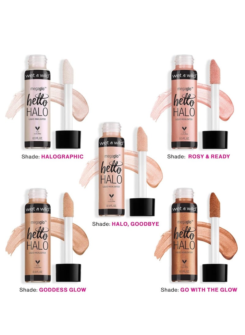 ويت اند وايلد MegaGlo Hello Halo Liquid Highlighter Makeup, Shimmer, Rose Gold Halo, Goodbye - Image 3