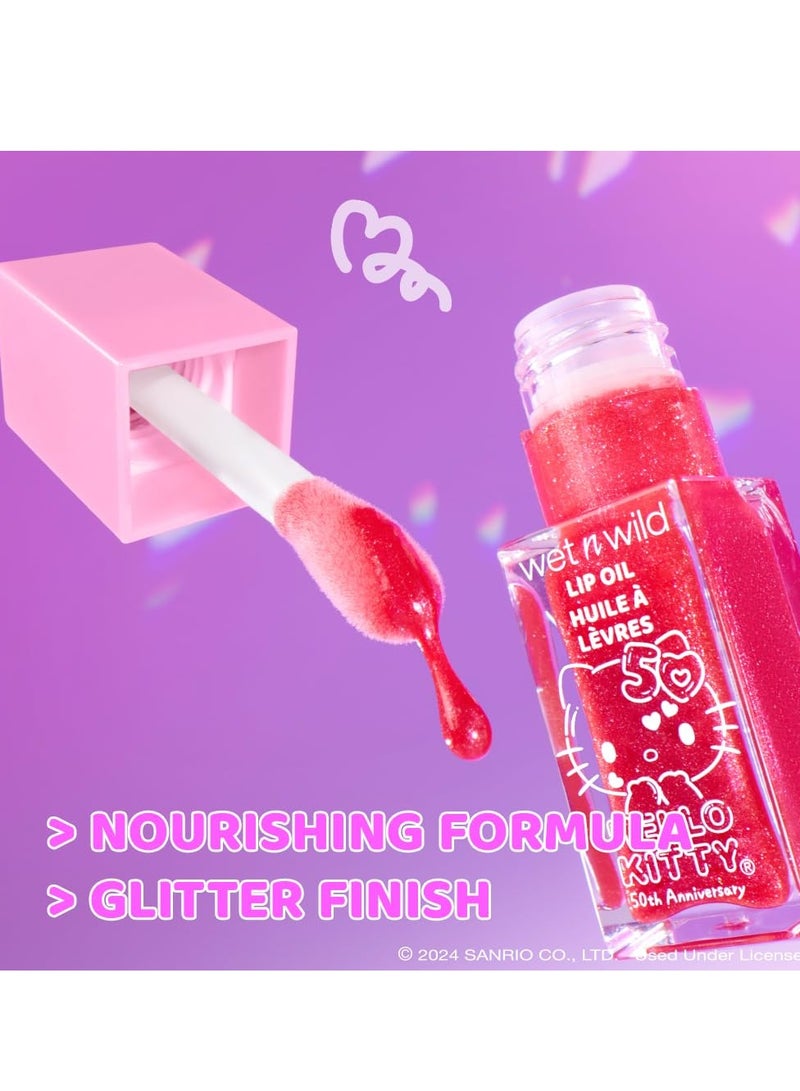 ويت اند وايلد Hello Kitty Glitter Lip Oil, New 10 Oil Infused Formula, Warm Apple Pie Lightly Scented, Sparkly Bold Colors, Cruelty-Free & Vegan Purrfect - Image 4