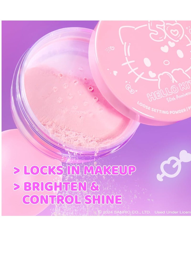 ويت اند وايلد Hello Kitty Loose Setting Powder, Ultra-Fine for Shine Control, Brightening & Revitalization, Soft-Sheer, Cruelty-Free & Vegan Pink - Image 2