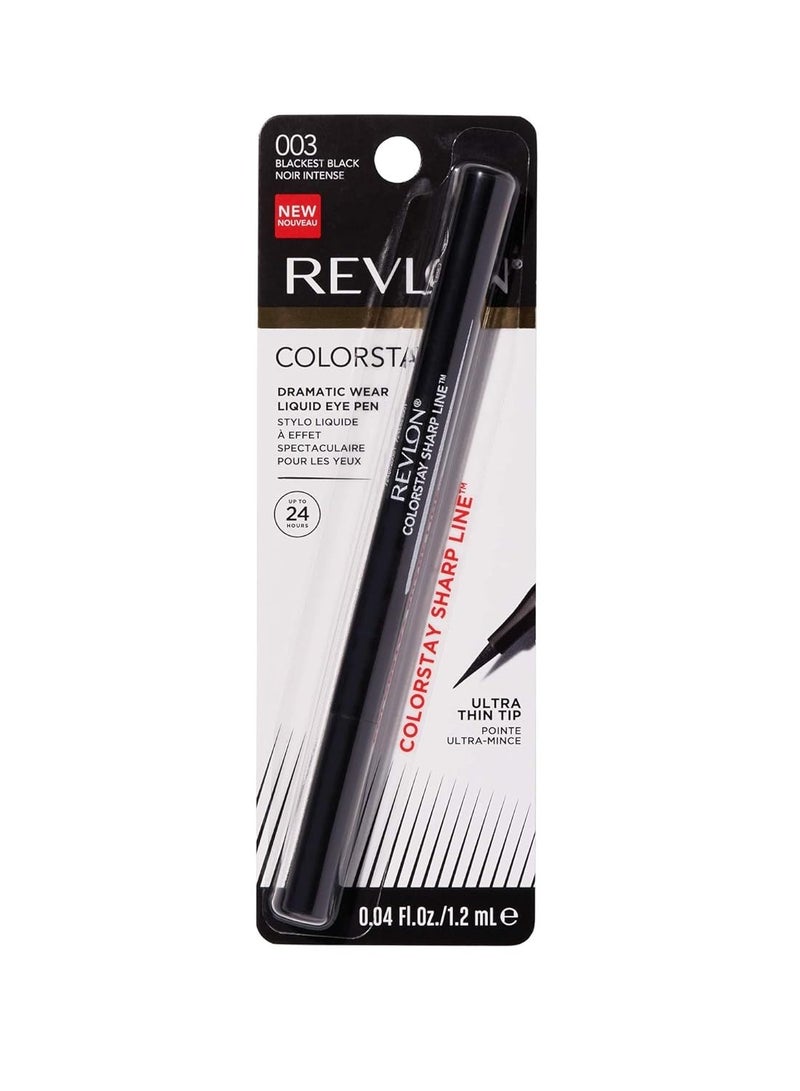 Revlon - Liquid Eyeliner Pen, ColorStay Sharp Line Eye Makeup, Waterproof, Smudge-proof, Longwearing with Slim Tapered Tip, Sharp Line Blackest Black - Image 1