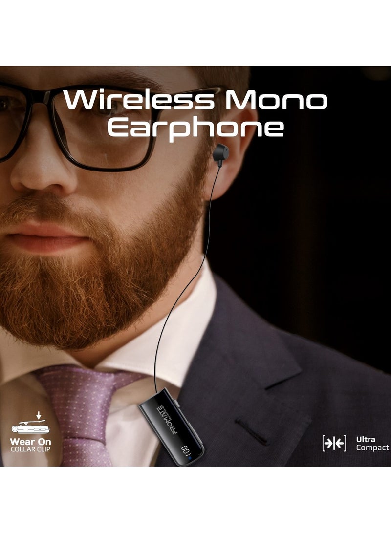 Bluetooth Mono Wireless Earpiece with 22hr Playtime, Crystal Clear Calls, LED Display, Multi-Device Connectivity, Bluetooth v5.3 Tech, retractable cable, IPX7 Water-Resistance, and Built-In Controls for Home, Office, MonoFlix-BT Black