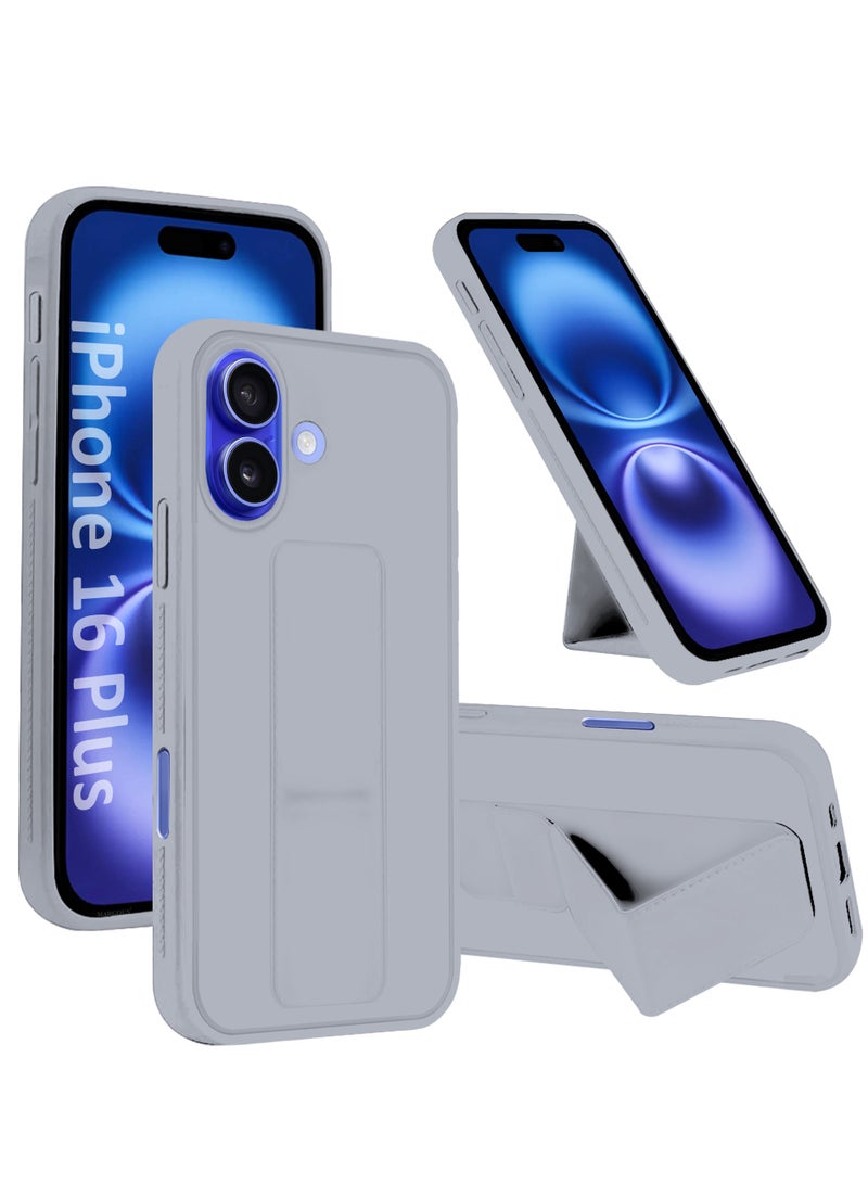 MARGOUN (for Apple iPhone 16 Plus) Case Premium PU Leather Back Cover with Stand Function Shockproof and Anti Scratch Case Cover with Finger Grip Grey-1 - Image 1