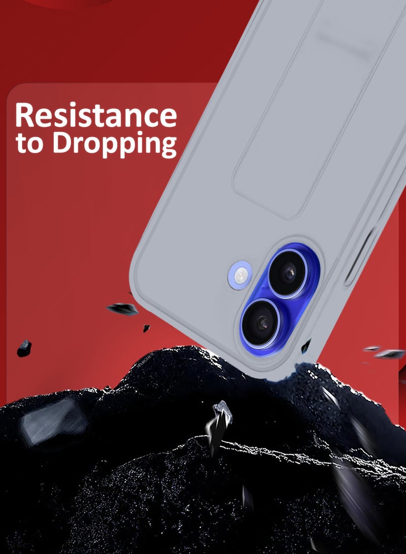 MARGOUN (for Apple iPhone 16 Plus) Case Premium PU Leather Back Cover with Stand Function Shockproof and Anti Scratch Case Cover with Finger Grip Grey-1 - Image 3