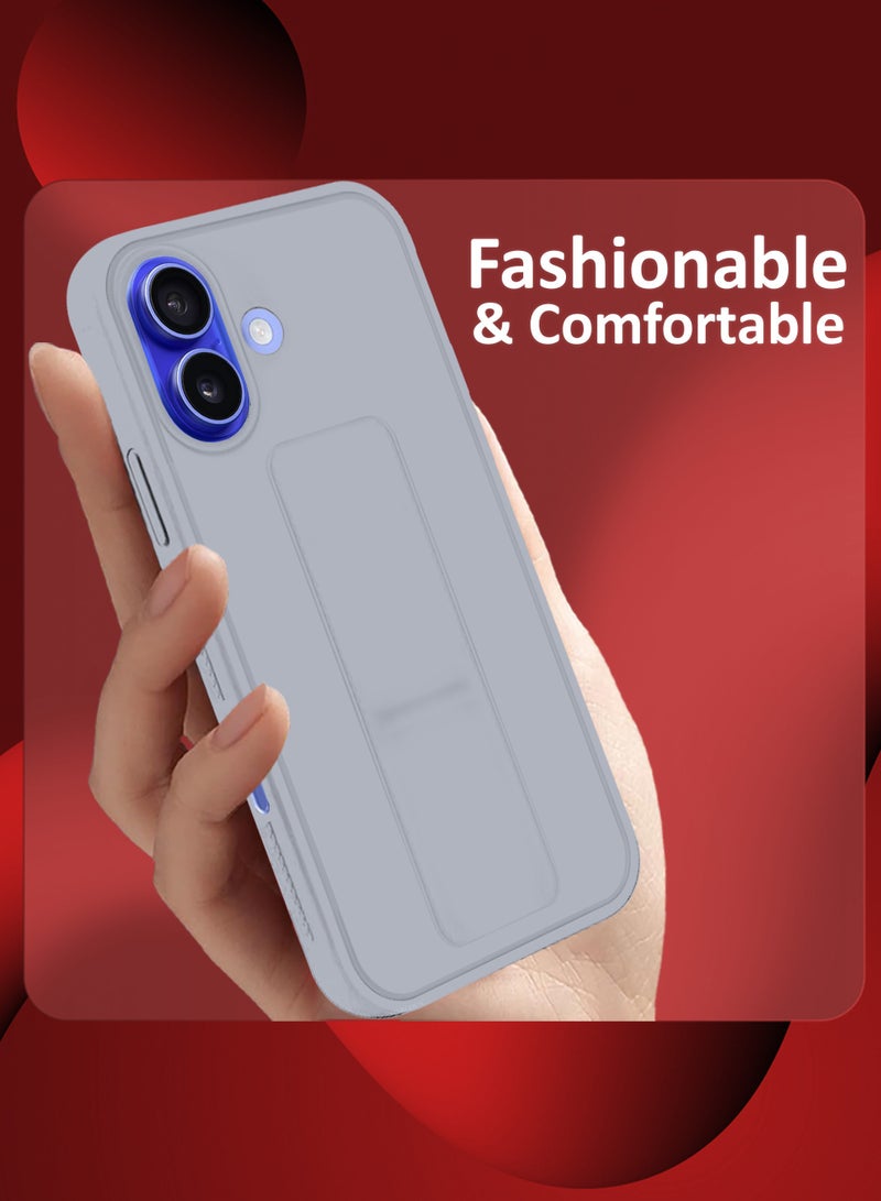 MARGOUN (for Apple iPhone 16 Plus) Case Premium PU Leather Back Cover with Stand Function Shockproof and Anti Scratch Case Cover with Finger Grip Grey-1 - Image 4