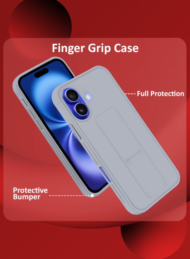 MARGOUN (for Apple iPhone 16 Plus) Case Premium PU Leather Back Cover with Stand Function Shockproof and Anti Scratch Case Cover with Finger Grip Grey-1 - Image 2