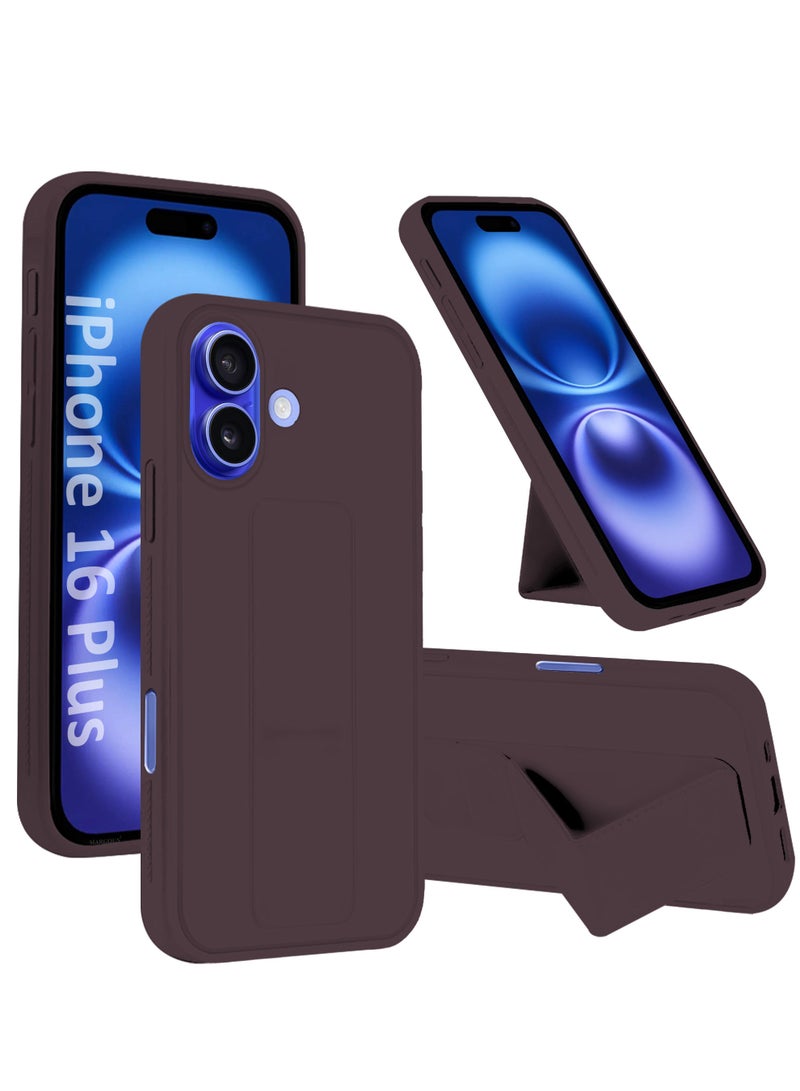 MARGOUN (for Apple iPhone 16 Plus) Case Premium PU Leather Back Cover with Stand Function Shockproof and Anti Scratch Case Cover with Finger Grip Merlot-1  - Image 1
