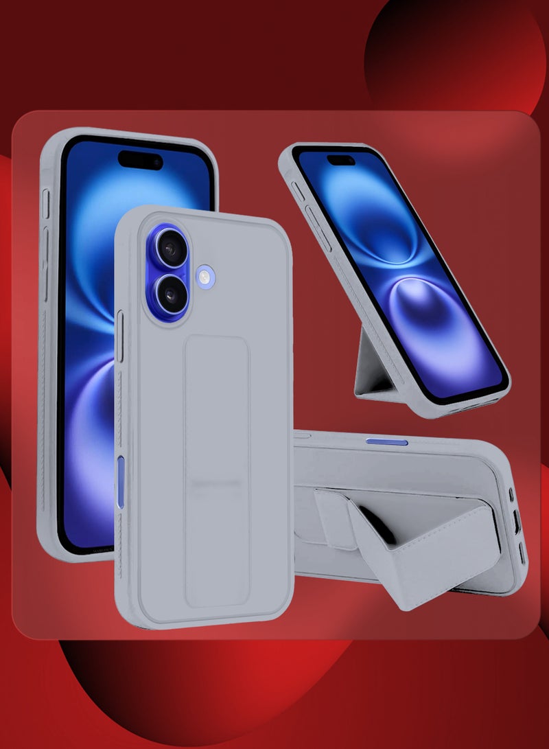 MARGOUN - (for Apple iPhone 16 Plus) 2Packs, Case Cover PU Leather Back Cover with Stand Function and Finger Grip, Shockproof Screen Protector Grey-2 - Image 1