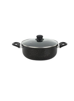 Royalford Royalford Elite 7-Piece Forged Aluminum Cookware Set- RF12622/ Durable Nonstick Granite Coating with 5-Layer Construction, CD Bottom and Glass Lid/ Includes Casserole, Saucepan, Fry Pan, Nylon Kitchen Tools, PFOA-Free Black  - Image 4