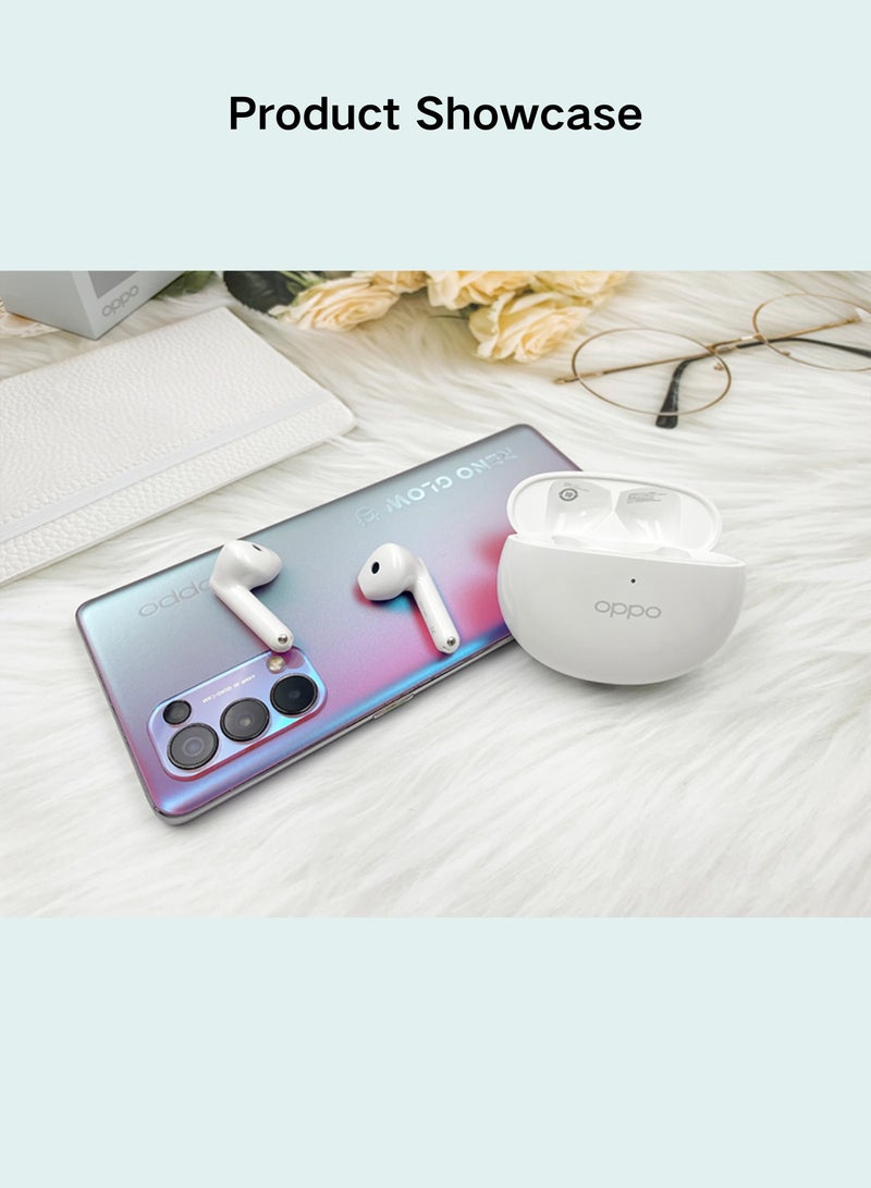 OPPO - Enco R3 True Wireless Earbuds - Semi-In-Ear Design, AI Noise Cancellation, 35-Hour Battery Life, Bluetooth 5.3 White - Image 1