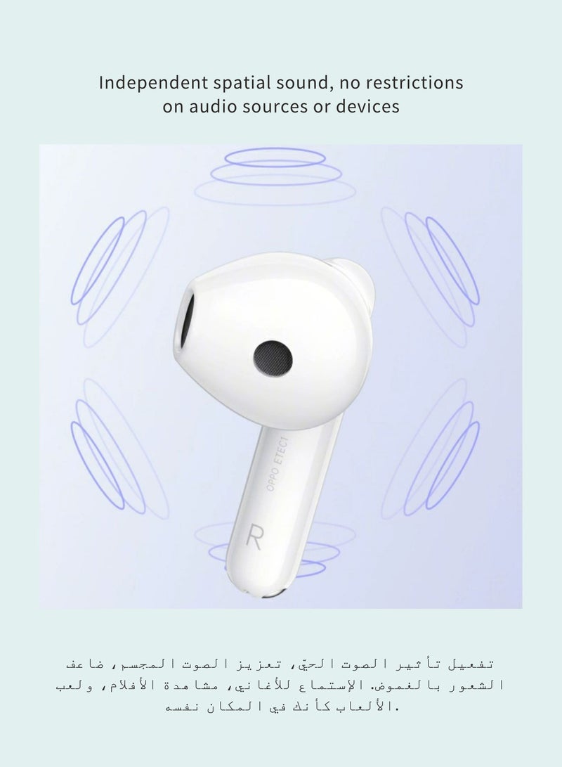 OPPO - Enco R3 True Wireless Earbuds - Semi-In-Ear Design, AI Noise Cancellation, 35-Hour Battery Life, Bluetooth 5.3 White - Image 1