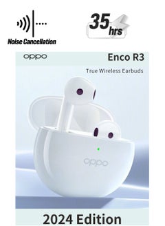 أوبو Enco R3 True Wireless Earbuds - Semi-In-Ear Design, AI Noise Cancellation, 35-Hour Battery Life, Bluetooth 5.3 White  - Image 1