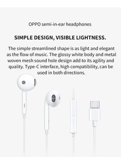 أوبو Wired Earphone Type-C with Microphone Built-in Earphone White  - Image 3
