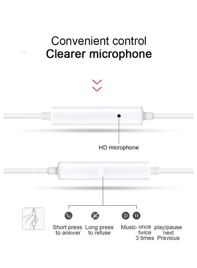 OPPO - Wired Earphone Type-C with Microphone Built-in Earphone White - Image 1