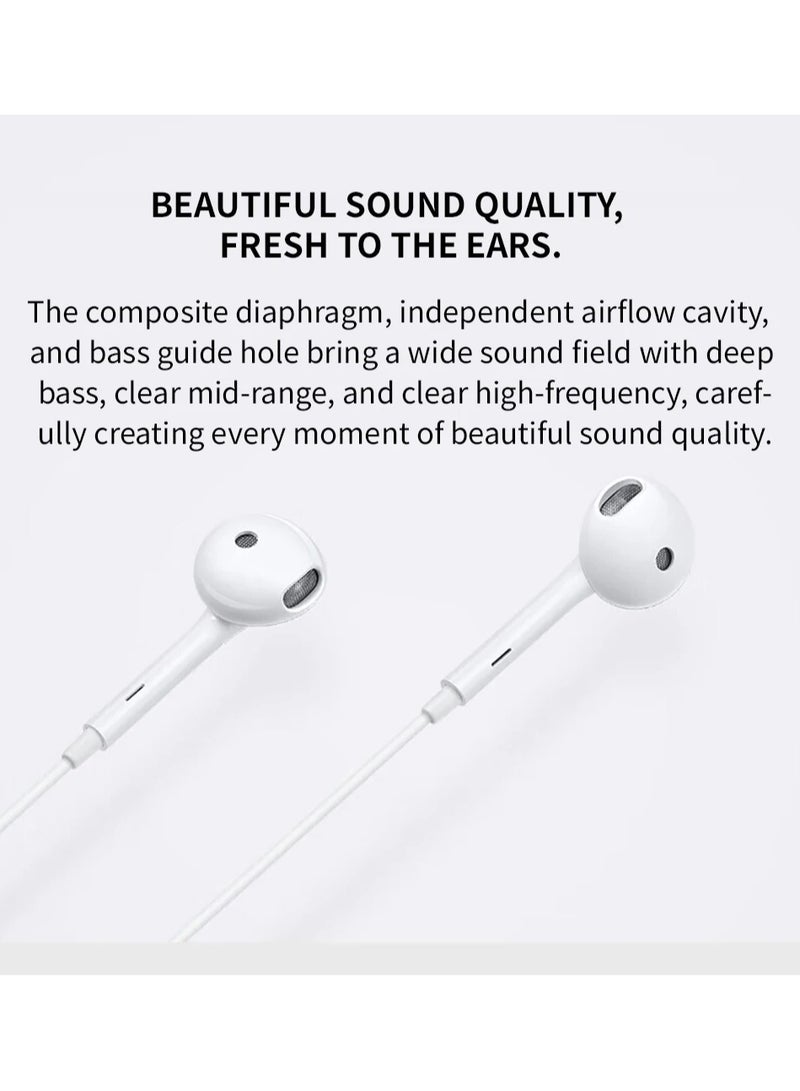 OPPO - Wired Earphone Type-C with Microphone Built-in Earphone White - Image 1