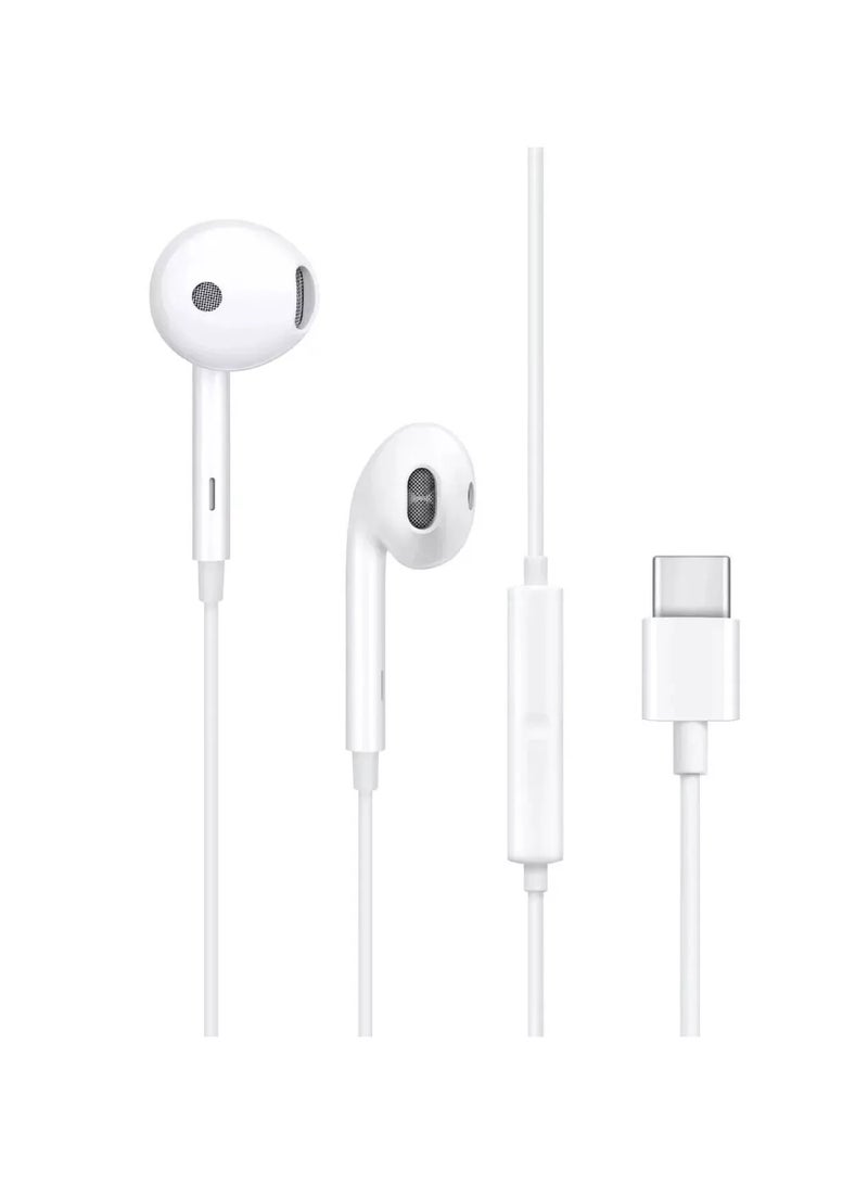 OPPO - Wired Earphone Type-C with Microphone Built-in Earphone White - Image 1
