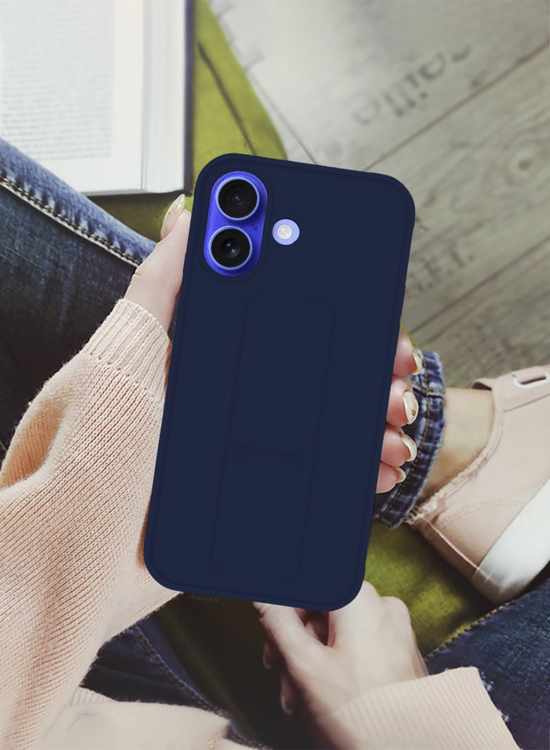 MARGOUN - (for Apple iPhone 16 Plus) 3Packs, Case  PU Leather Back Cover Stand Function Finger Grip Case Cover with Shock Proof Screen Protector Dark Blue-3 - Image 1