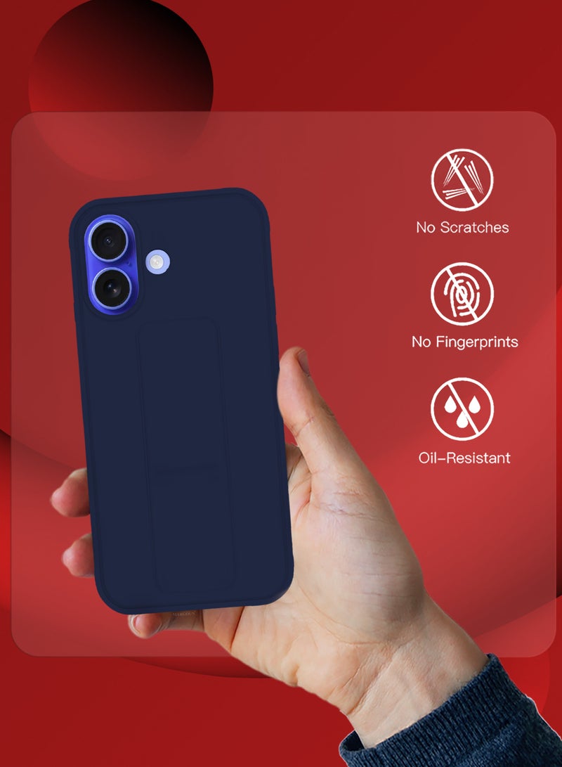MARGOUN - (for Apple iPhone 16 Plus) 3Packs, Case  PU Leather Back Cover Stand Function Finger Grip Case Cover with Shock Proof Screen Protector Dark Blue-3 - Image 1
