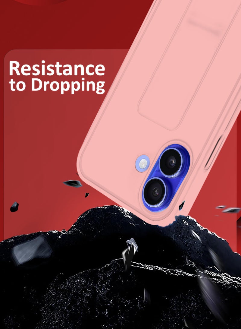 MARGOUN - (for Apple iPhone 16 Plus) Case Premium PU Leather Back Cover with Stand Function Shockproof and Anti Scratch Case Cover with Finger Grip Pink-1 - Image 1