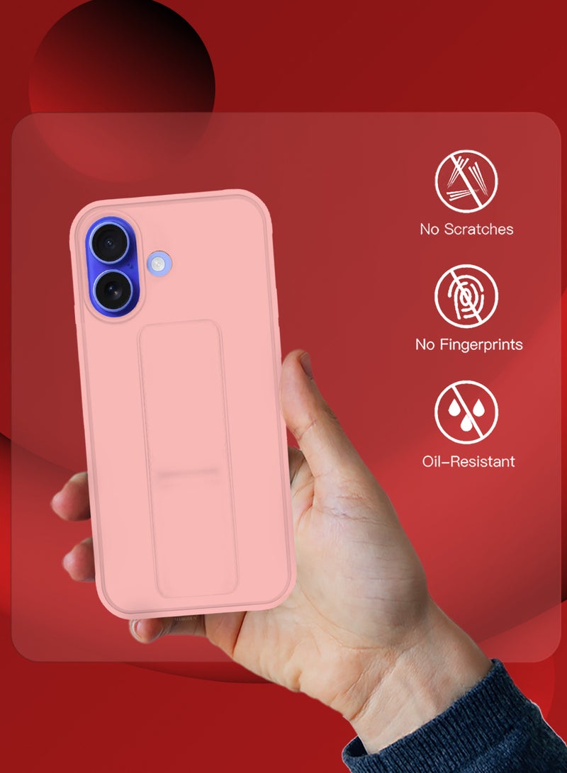 MARGOUN - (for Apple iPhone 16 Plus) Case Premium PU Leather Back Cover with Stand Function Shockproof and Anti Scratch Case Cover with Finger Grip Pink-1 - Image 1