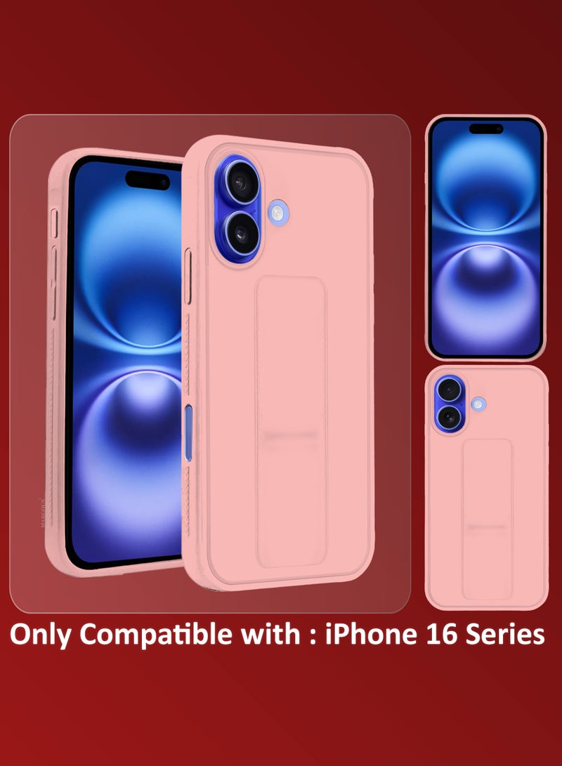 MARGOUN - (for Apple iPhone 16 Plus) Case Premium PU Leather Back Cover with Stand Function Shockproof and Anti Scratch Case Cover with Finger Grip Pink-1 - Image 1