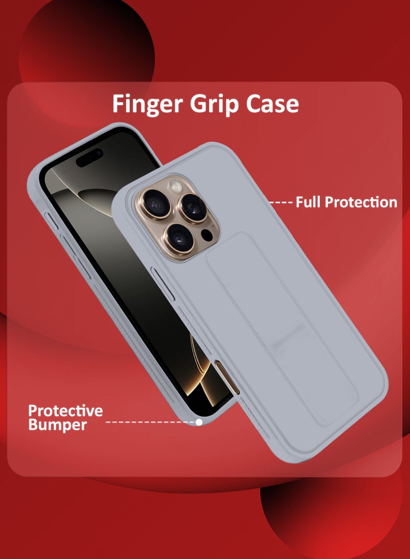 MARGOUN (for Apple iPhone 16 Pro) Case Premium PU Leather Back Cover with Stand Function Shockproof and Anti Scratch Case Cover with Finger Grip Grey-1  - Image 4