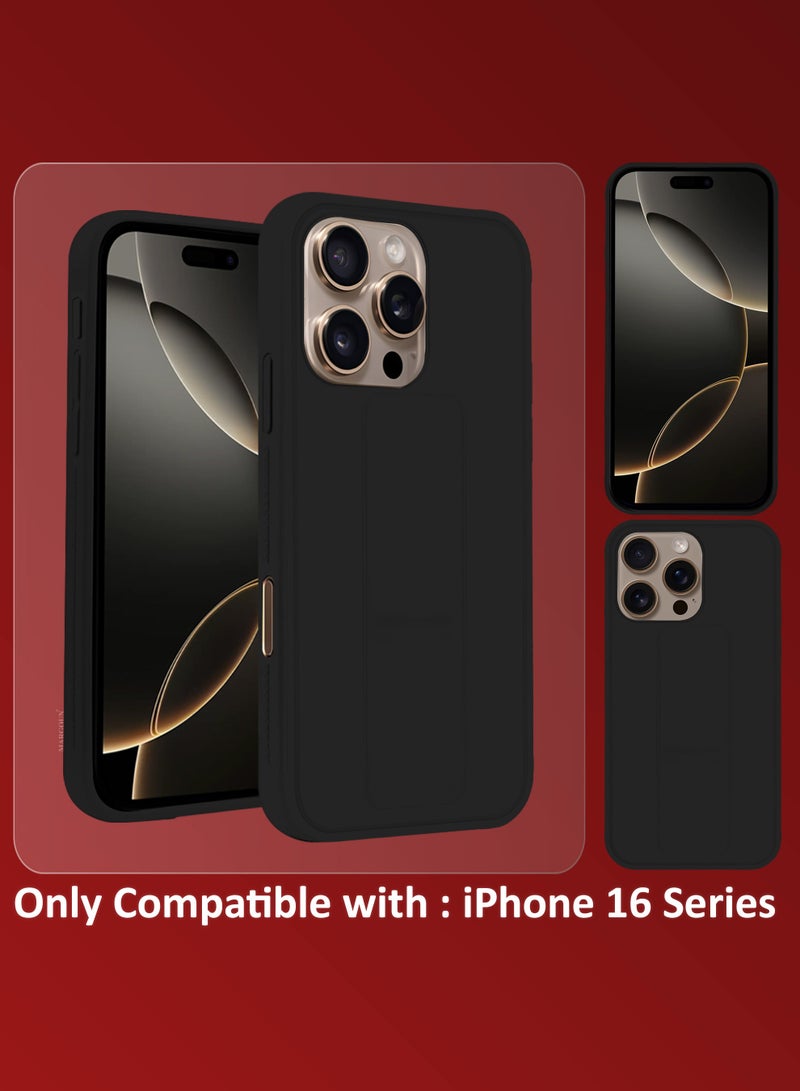 MARGOUN (for Apple iPhone 16 Pro) 2Packs, Case Cover PU Leather Back Cover with Stand Function and Finger Grip, Shockproof Screen Protector Black-2 - Image 3