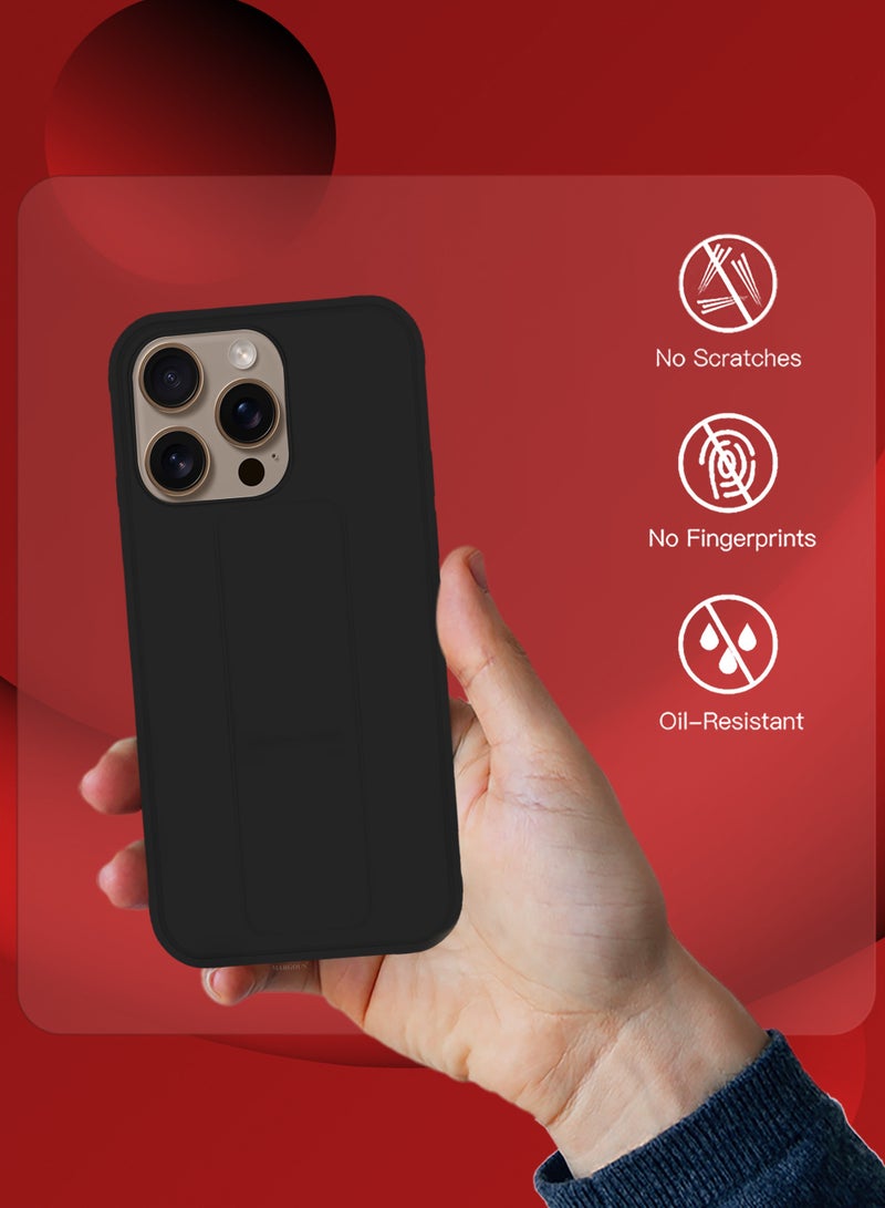 MARGOUN (for Apple iPhone 16 Pro) 2Packs, Case Cover PU Leather Back Cover with Stand Function and Finger Grip, Shockproof Screen Protector Black-2 - Image 5