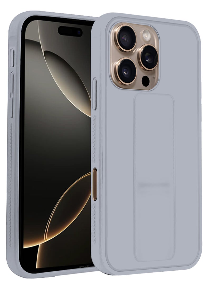 MARGOUN (for Apple iPhone 16 Pro) 2Packs, Case Cover PU Leather Back Cover with Stand Function and Finger Grip, Shockproof Screen Protector Grey-2 - Image 3