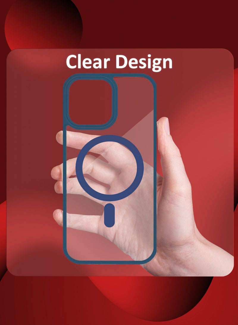 مارجون (for iPhone 16 Pro)  3Packs Magsafe Case Cover Sidecolor Magnetic Strong Shockproof Protective Slim Thin Translucent Cover with 2 Screen Protectors - Navy Blue-3 - Image 2