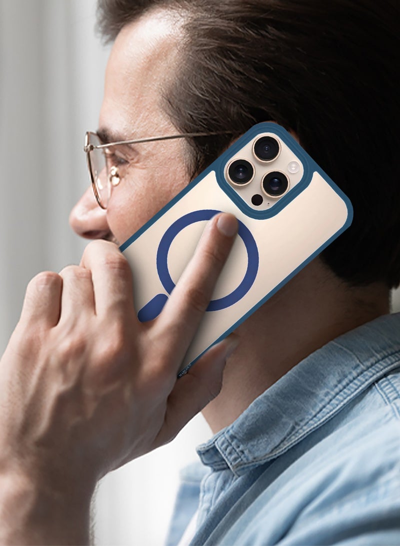 مارجون (for iPhone 16 Pro)  3Packs Magsafe Case Cover Sidecolor Magnetic Strong Shockproof Protective Slim Thin Translucent Cover with 2 Screen Protectors - Navy Blue-3 - Image 3