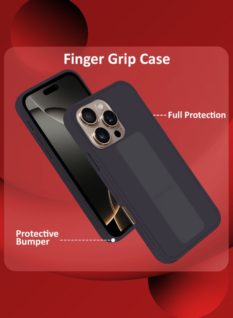 MARGOUN (for Apple iPhone 16 Pro) Case Premium PU Leather Back Cover with Stand Function Shockproof and Anti Scratch Case Cover with Finger Grip Dark Purple-1 - Image 2