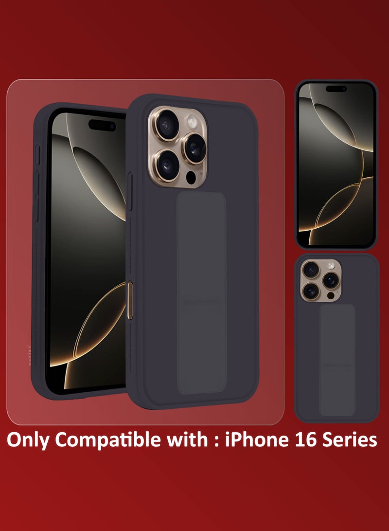 MARGOUN (for Apple iPhone 16 Pro) Case Premium PU Leather Back Cover with Stand Function Shockproof and Anti Scratch Case Cover with Finger Grip Dark Purple-1 - Image 5