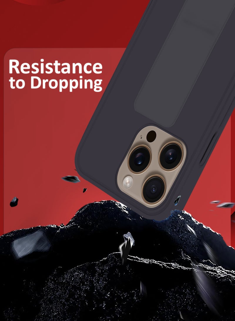 MARGOUN (for Apple iPhone 16 Pro) Case Premium PU Leather Back Cover with Stand Function Shockproof and Anti Scratch Case Cover with Finger Grip Dark Purple-1 - Image 3