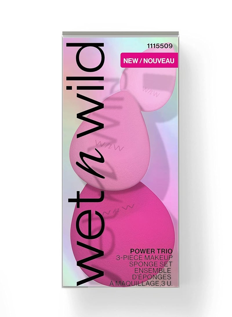 Wet N Wild Power Trio 3-Piece Beauty Blender Makeup Sponge Set Pink - 3 Pack  - Image 1