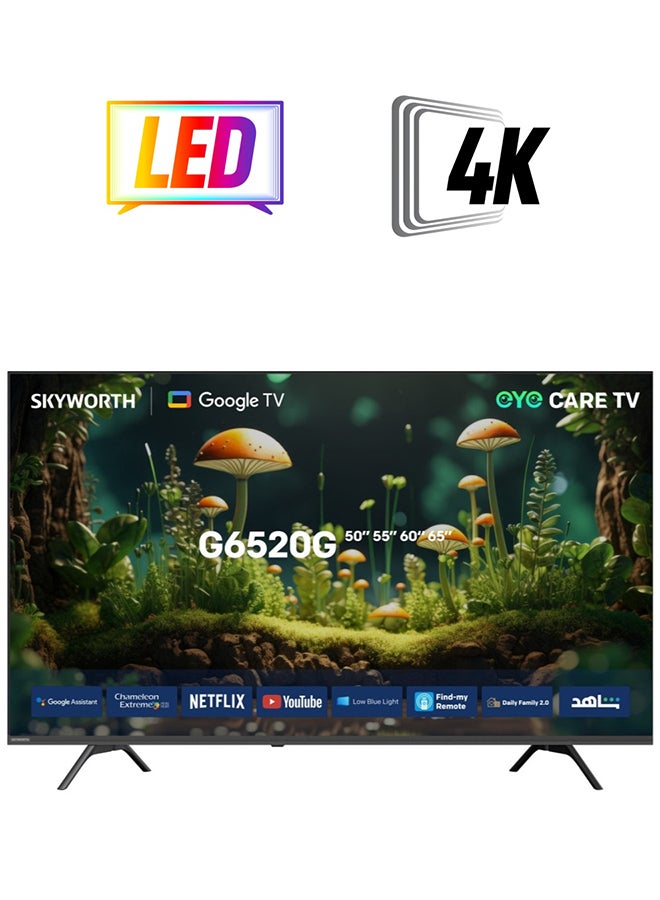 سكاي ورث تلفزيون ذكي 55 بوصة 4K UHD LED، وضع الحماية للعين، وضع الألعاب، نظام Google TV، ميزة العثور على الريموت، تردد 60 هرتز، تقنية HDR10 وصوت DTS Studio، ضمان سنتين، 55G6520G، أسود 55G6520G - Image 2